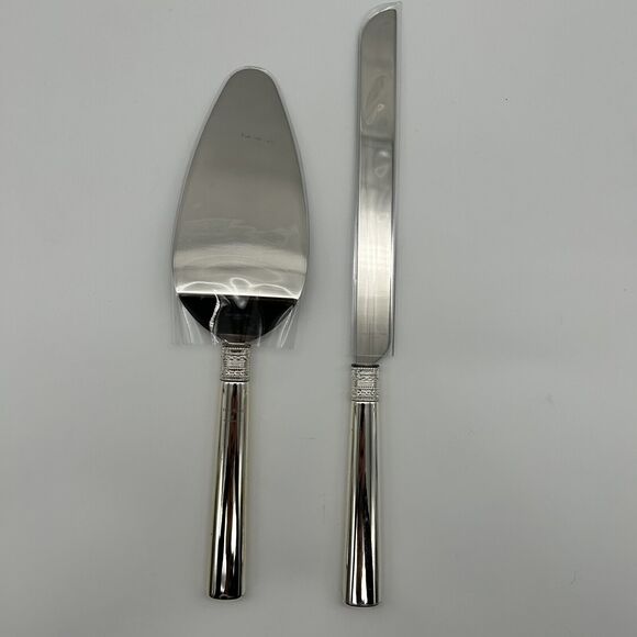 Auth Wedgwood Silver Plated Cake Knife & Server Set Vera Wang WITH LOVE Wedding‎ - Picture 2 of 16